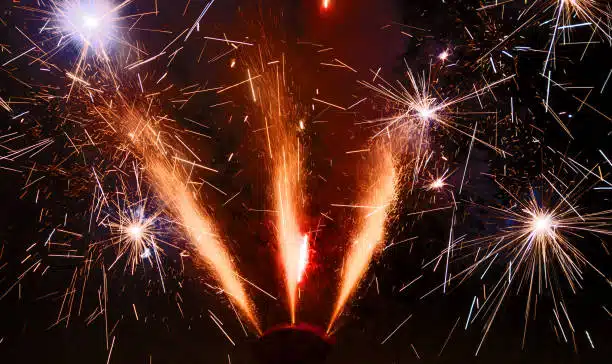 A photo of a fireworks display on the Fourth of July