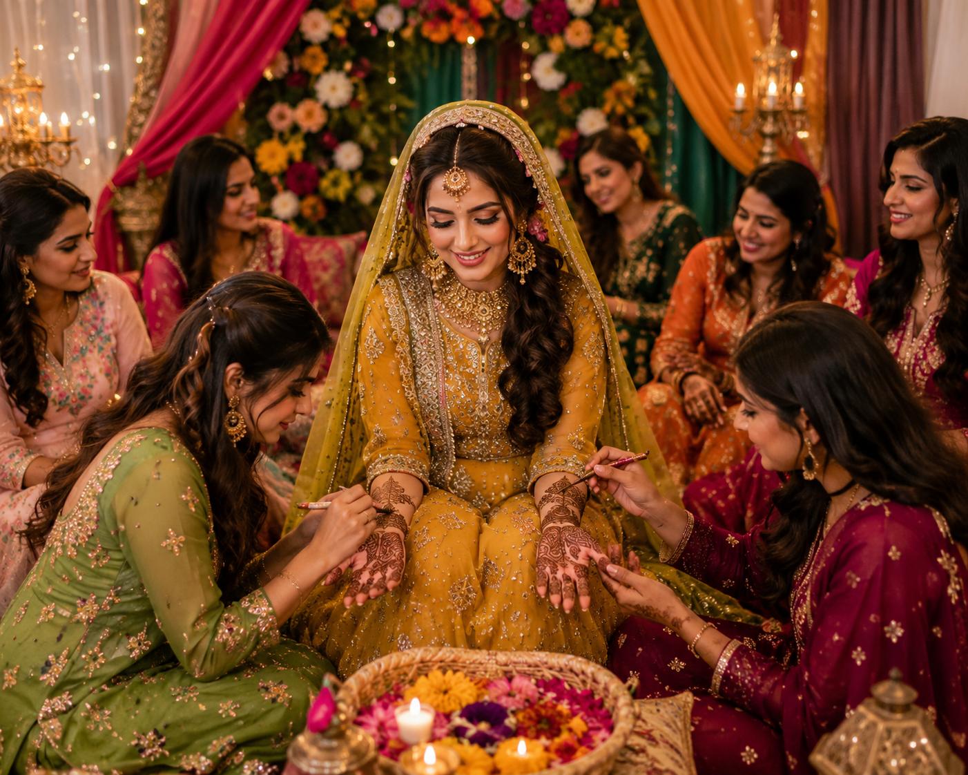 Pakistaanse Hennafeest mehendi basma